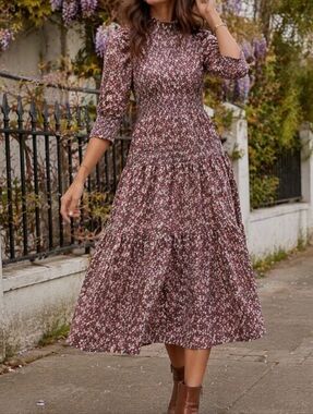 Nation LTD Fabiana Easy Victorian Dress 100% Pima Cotton Floral Prairie